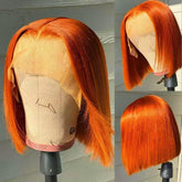 13x4 Ginger Orange Color 350# Straight Hair Bob Wigs Human Hair - 14A